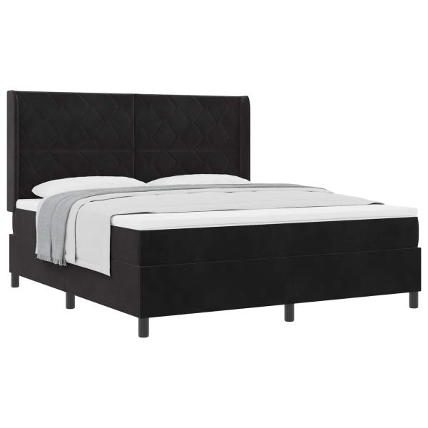 Boxspringbett mit Kopfteil Schwarz 180 x 200 cm Samt
