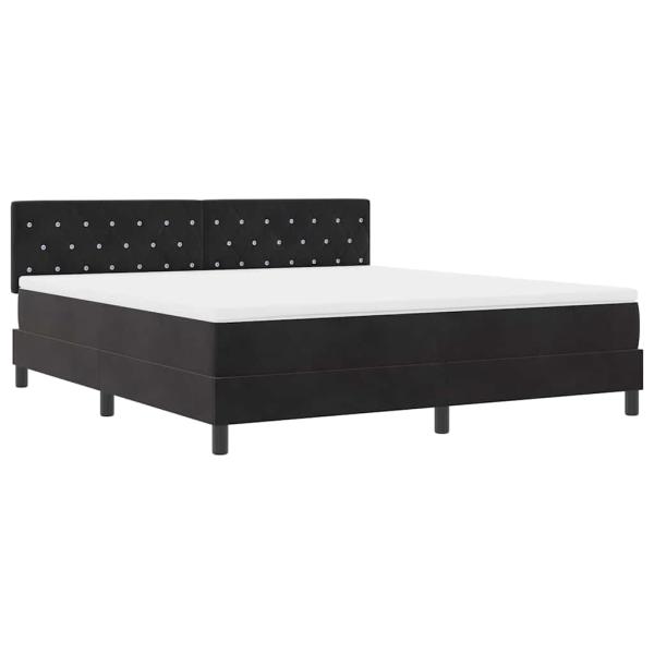 LED Boxspringbett mit Matratze Schwarz 180 x 200 cm Samt
