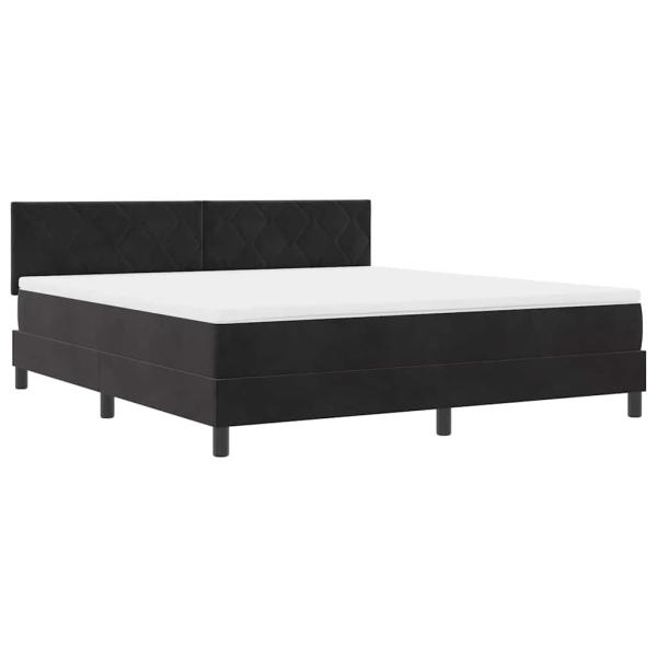 LED Boxspringbett mit Kopfteil Schwarz 180 x 200 cm Samt