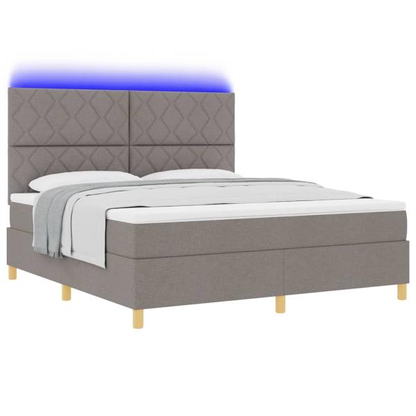 LED Boxspringbett mit Kopfteil Taupe 180 x 200 cm Stoff