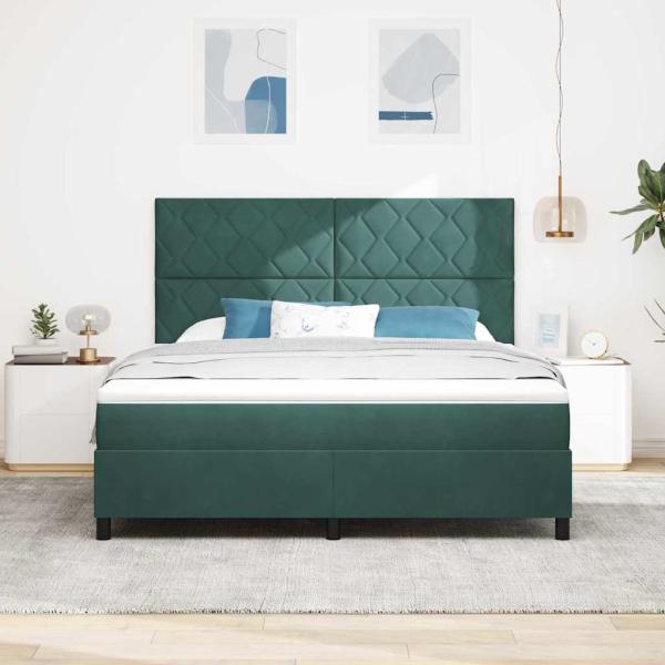 LED Boxspringbett mit Kopfteil Dunkelgrün 180 x 200 cm Samt