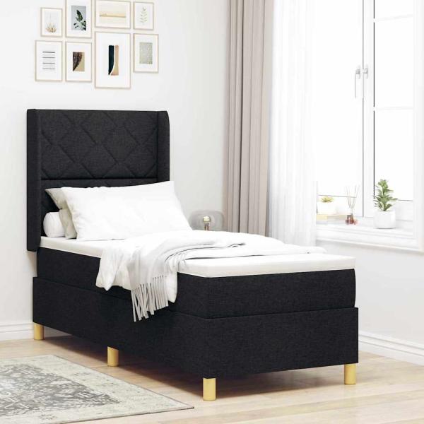 ARDEBO.de - Boxspringbett mit LED-Lichtleisten Schwarz 80 x 200 cm Stoff