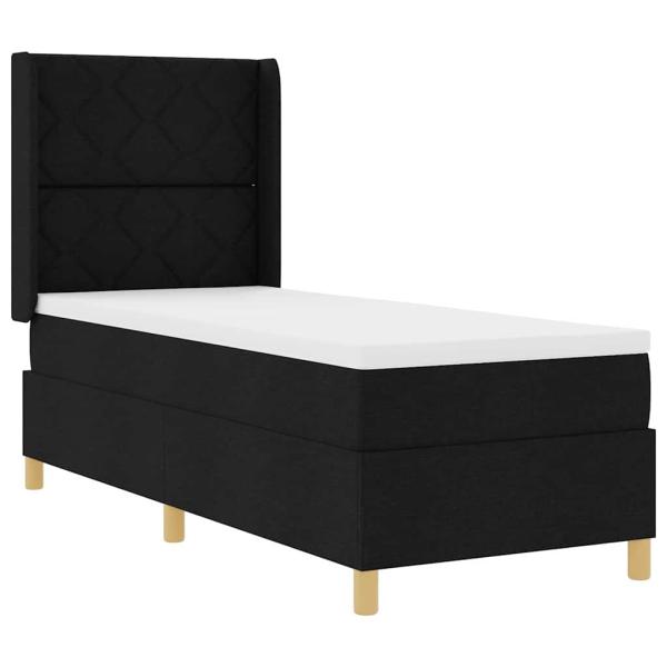 Boxspringbett mit LED-Lichtleisten Schwarz 80 x 200 cm Stoff
