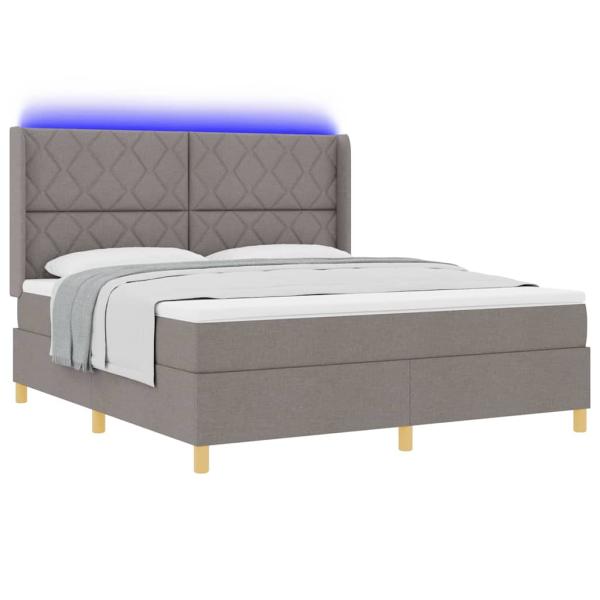 Boxspringbett mit LED-Lichtleisten Taupe 180 x 200 cm Stoff