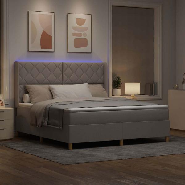 Boxspringbett mit LED-Lichtleisten Taupe 180 x 200 cm Stoff