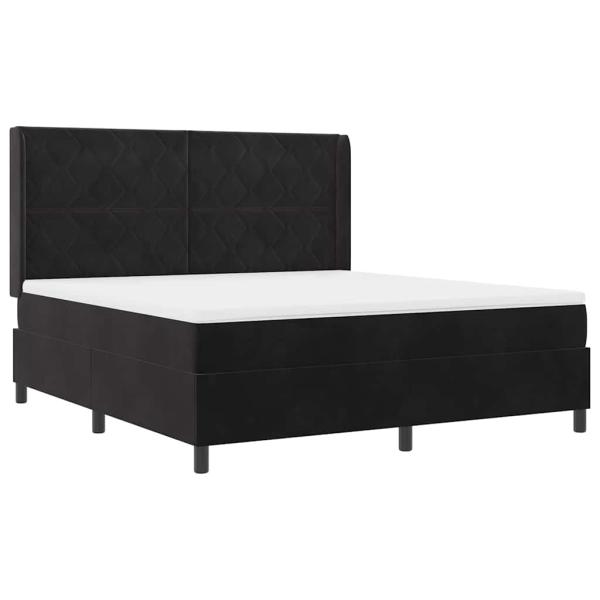 Boxspringbett mit LED-Lichtleisten Schwarz 180 x 200 cm Samt