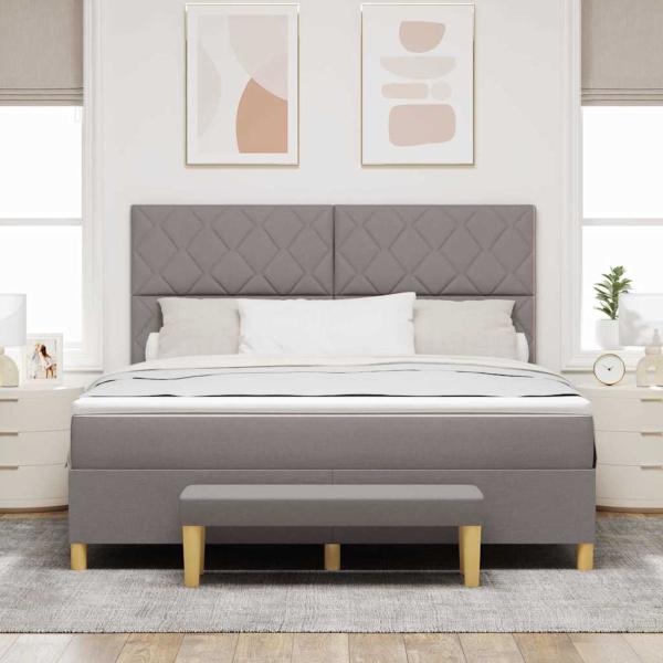 Boxspringbett mit Kopfteil Taupe 180 x 200 cm Stoff