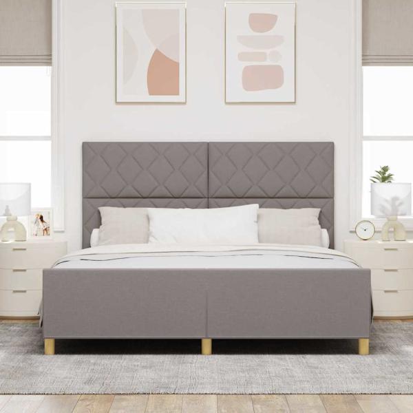Bettgestell mit Kopfteil Taupe 180 x 200 cm Stoff