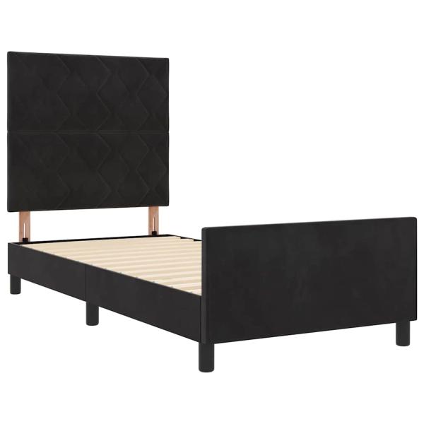 Boxspringbett mit Kopfteil Schwarz 90 x 190 cm Samt