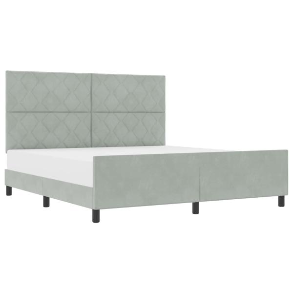 Boxspringbett mit Kopfteil Hellgrau 180 x 200 cm Samt