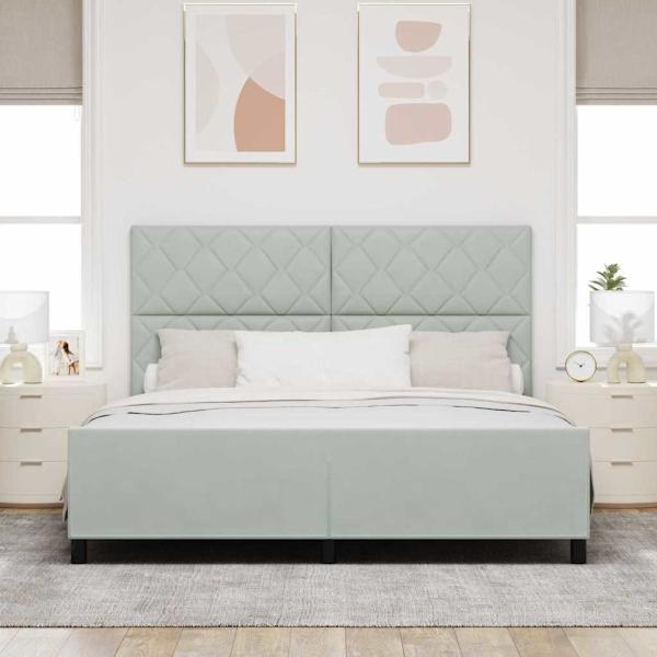 Boxspringbett mit Kopfteil Hellgrau 180 x 200 cm Samt