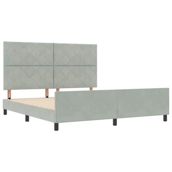 Boxspringbett mit Kopfteil Hellgrau 180 x 200 cm Samt