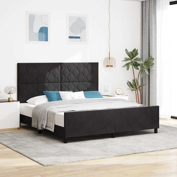 ARDEBO.de - Boxspringbett mit Kopfteil Schwarz 180 x 200 cm Samt