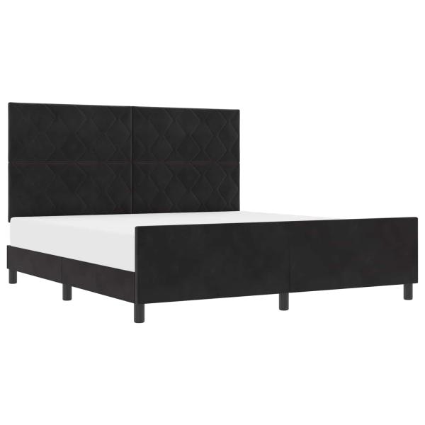 Boxspringbett mit Kopfteil Schwarz 180 x 200 cm Samt