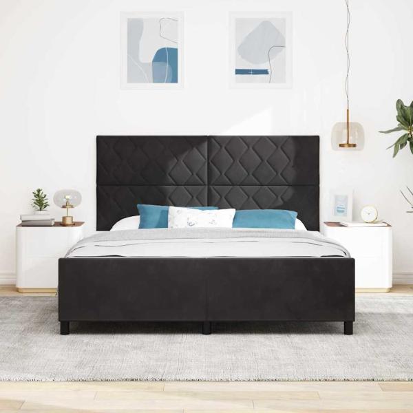 Boxspringbett mit Kopfteil Schwarz 180 x 200 cm Samt