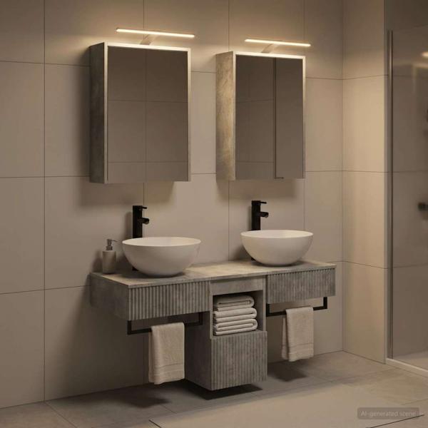 ARDEBO.de - Badezimmerschrank-Set 5 stk. Betongrau Holzwerkstoff