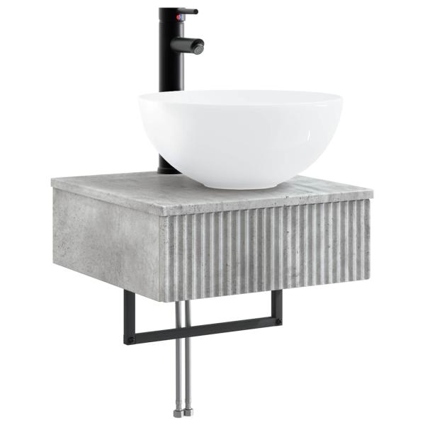 Badezimmerschrank-Set 5 stk. Betongrau Holzwerkstoff