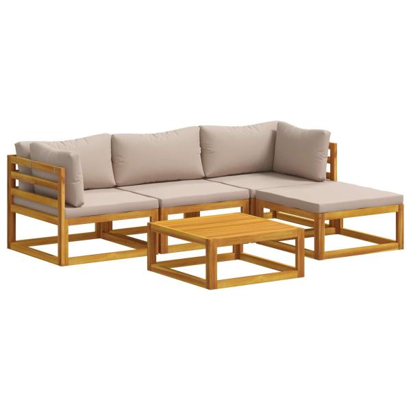 ARDEBO.de - Sofa-Set 5 stk. Natur Massivholz Akazie