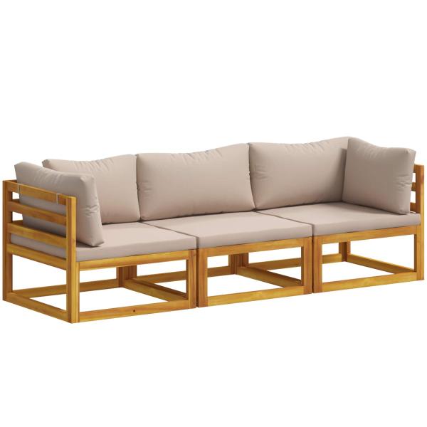 ARDEBO.de - Sofa-Set 3 stk. Natur Massivholz Akazie