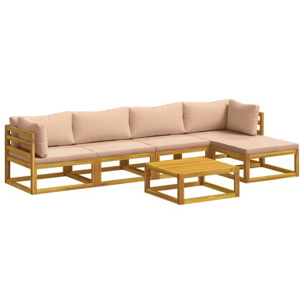 Sofa-Set 6 stk. Natur Massivholz Akazie