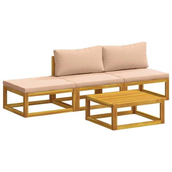 ARDEBO.de - Sofa-Set 4 stk. Natur Massivholz Akazie