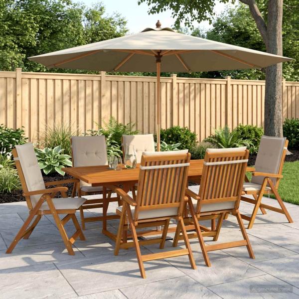 ARDEBO.de - 7-teiliges Garten Essset Natur Massivholz Akazie