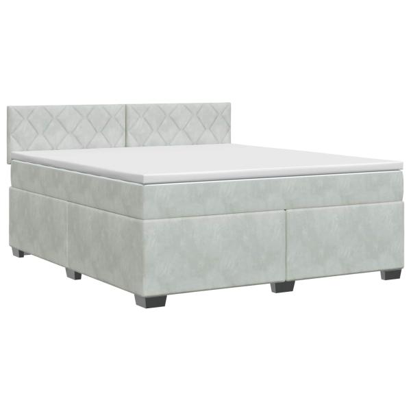 Boxspringbett mit Matratze Hellgrau 180 x 200 cm Samt