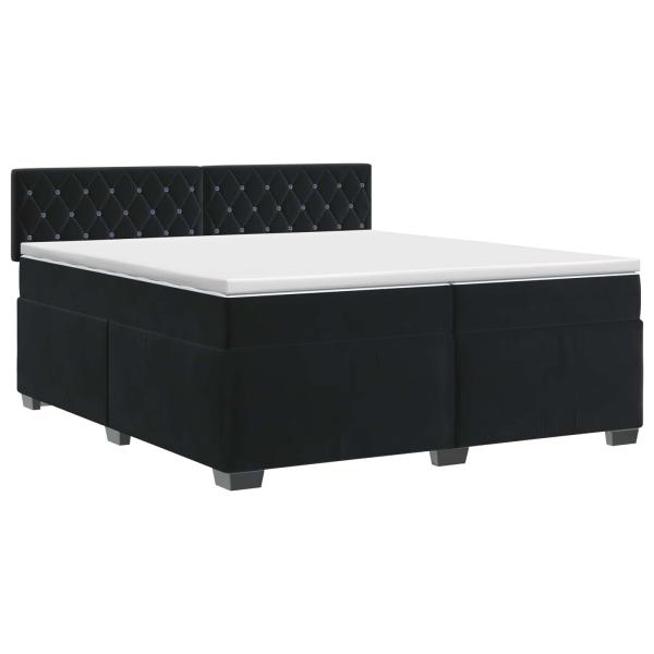 Boxspringbett mit Matratze Schwarz 200 x 200 cm Samt