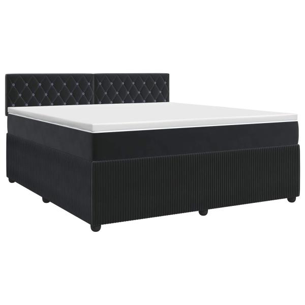 Boxspringbett mit Matratze Schwarz 180 x 200 cm Samt
