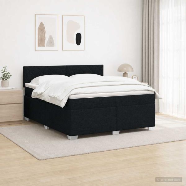 ARDEBO.de - Boxspringbett mit Matratze und LED Schwarz 160 x 200 cm Stoff