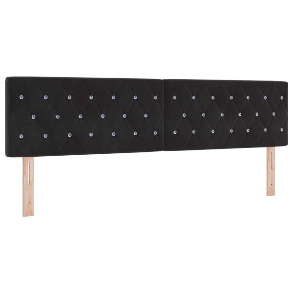 Boxspringbett mit Matratze und LED Schwarz 180 x 200 cm Samt