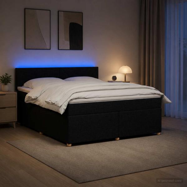 ARDEBO.de - Boxspringbett mit Matratze Schwarz 160 x 200 cm Stoff