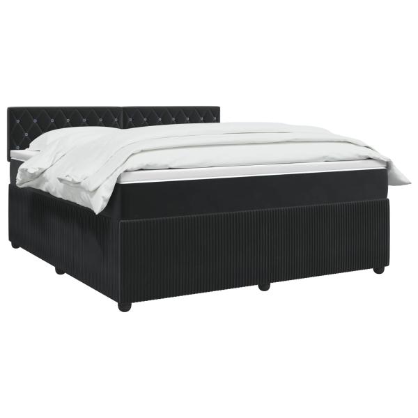 Boxspringbett mit Matratze Schwarz 140 x 200 cm Samt