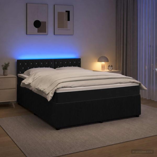 Boxspringbett mit Matratze Schwarz 140 x 200 cm Samt