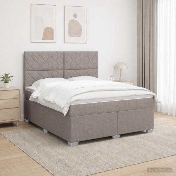 ARDEBO.de - Boxspringbett mit Matratze Taupe 180 x 200 cm Stoff