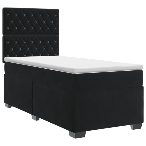 Boxspringbett mit Matratze Schwarz 90 x 190 cm Samt