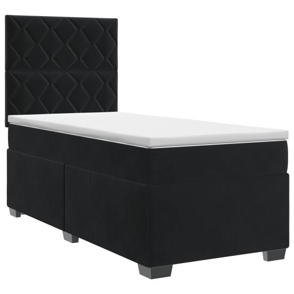 Boxspringbett mit Matratze Schwarz 90 x 190 cm Samt