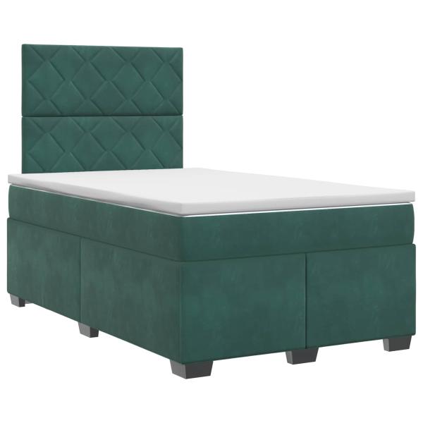 Boxspringbett mit Matratze Dunkelgrün 120 x 190 cm Samt