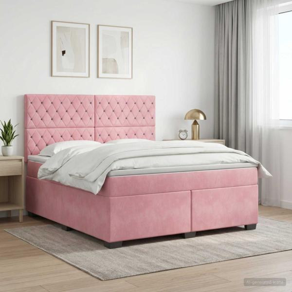 ARDEBO.de - Boxspringbett mit Matratze mit Kopfteil Rosa 140 x 200 cm Samt