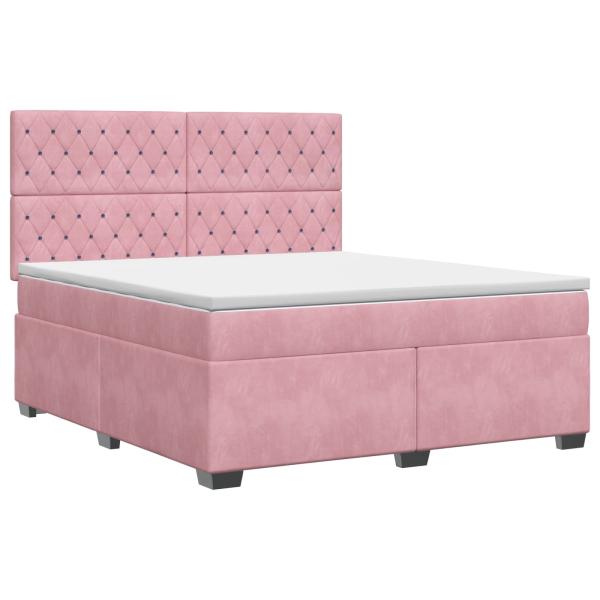 Boxspringbett mit Matratze mit Kopfteil Rosa 140 x 200 cm Samt