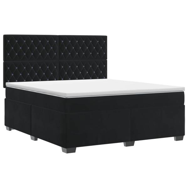 Boxspringbett mit Matratze Schwarz 180 x 200 cm Samt