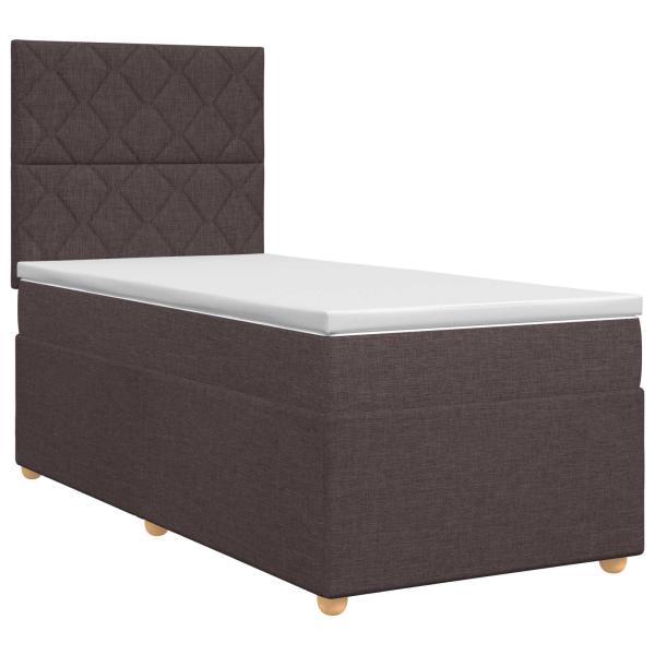 Boxspringbett mit Matratze Dunkelbraun 90 x 190 cm Stoff