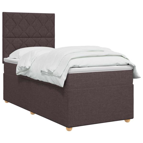 Boxspringbett mit Matratze Dunkelbraun 90 x 190 cm Stoff
