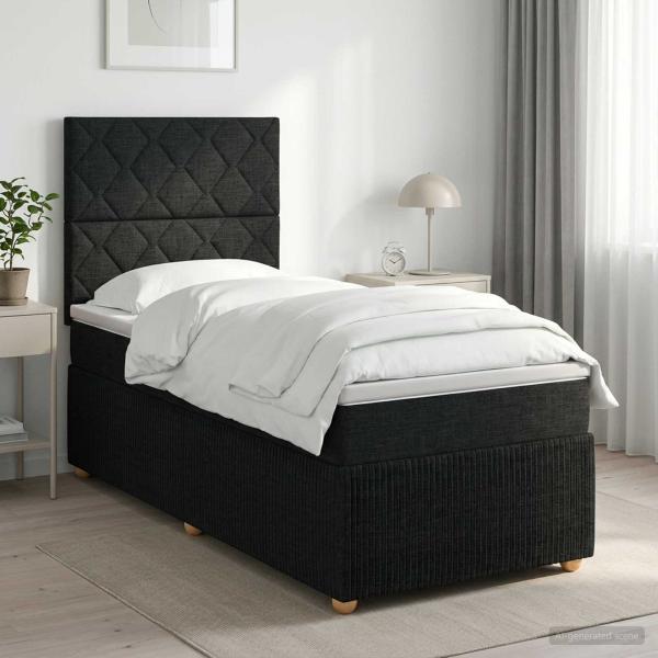 ARDEBO.de - Boxspringbett mit Matratze Schwarz 80 x 200 cm Stoff