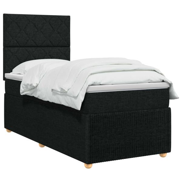 Boxspringbett mit Matratze Schwarz 80 x 200 cm Stoff