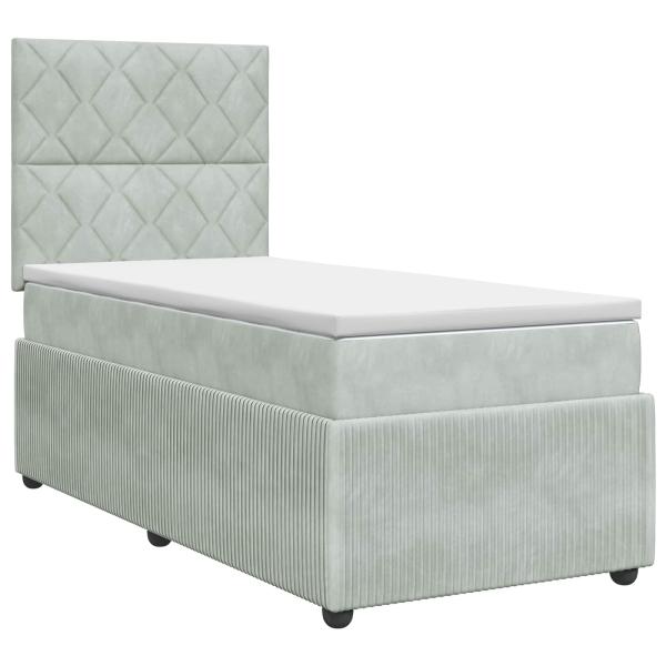 Boxspringbett mit Matratze Hellgrau 90 x 200 cm Samt