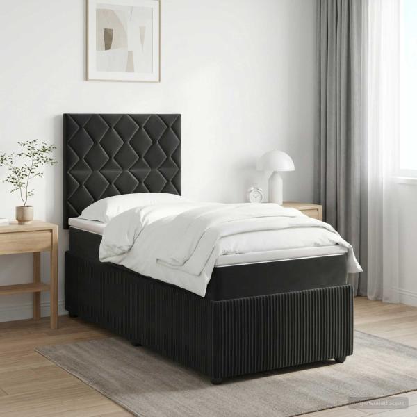 ARDEBO.de - Boxspringbett mit Matratze Schwarz 90 x 200 cm Samt