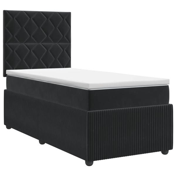 Boxspringbett mit Matratze Schwarz 90 x 200 cm Samt