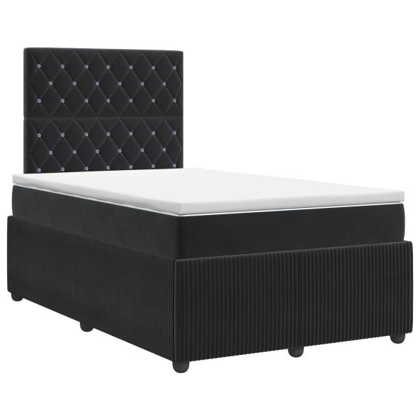 Boxspringbett mit Matratze Schwarz 120 x 190 cm Samt