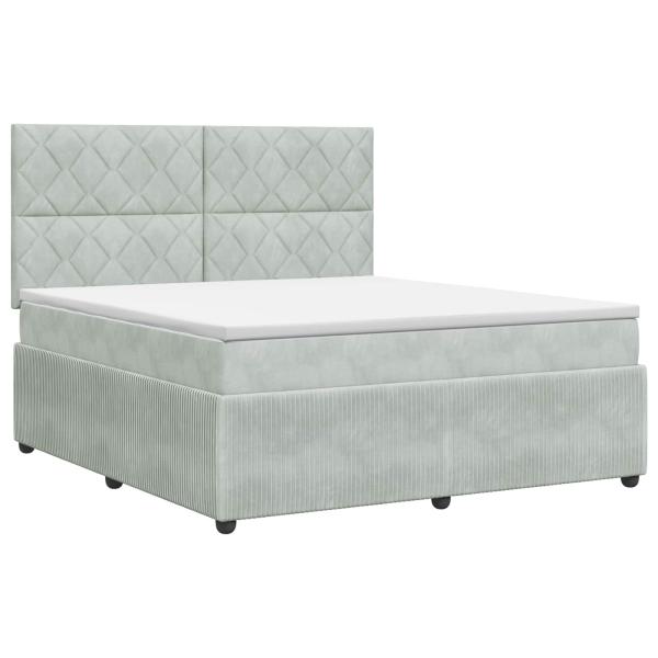Boxspringbett mit Matratze Hellgrau 180 x 200 cm Samt